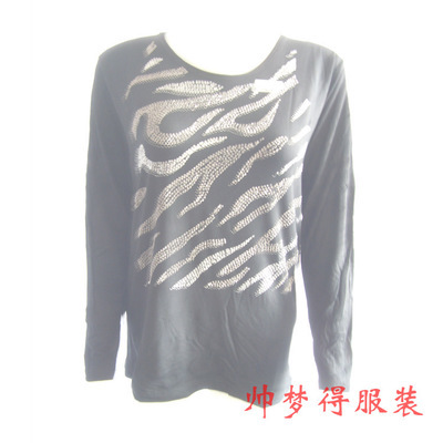 新款春秋女士莫代尔烫钻上衣 时尚与舒适的完美结合